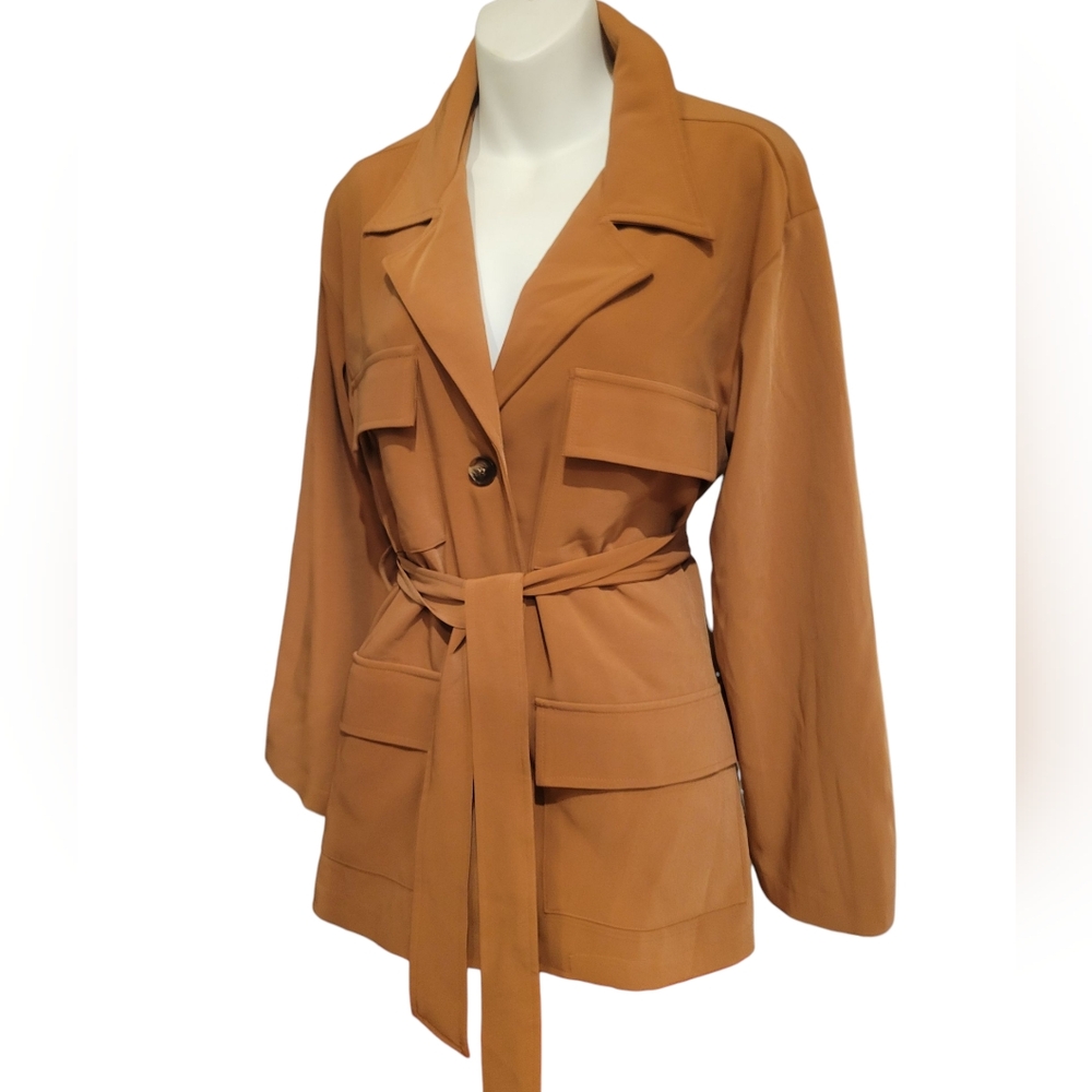NEW Nasty Gal Utility Jacket Safari Blazer Four Pocket Military Belted Sz.4